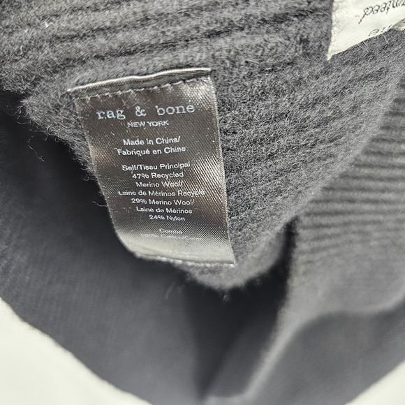 rag & bone Andrew Military Hoodie Black Merino Wool Size M - Picture 9 of 9